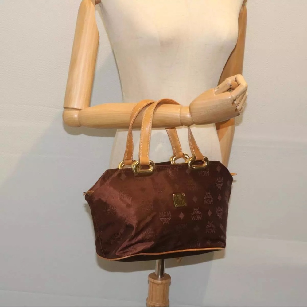 MCM Brown and Tan Satchel with Gold Hardware - Picture 15 of 16